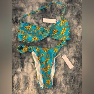 Floral Twist Turquoise Bikini Set - Women's Swim Bikini